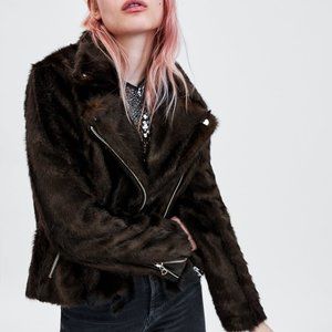 Zara Faux Fur Biker Jacket